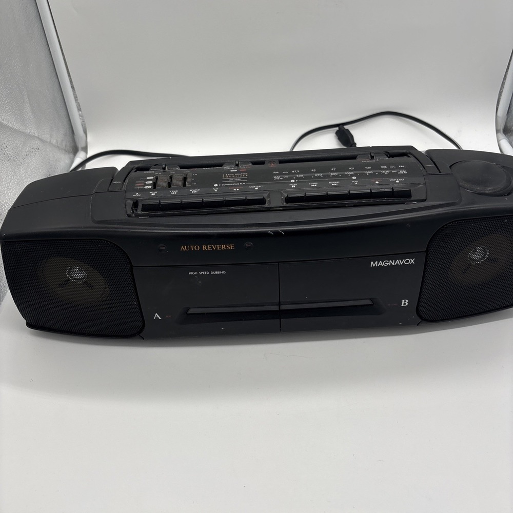 Vintage Magnavox AW 7390/17 Portable Boombox Double Tape Deck/Radio Tested Works
